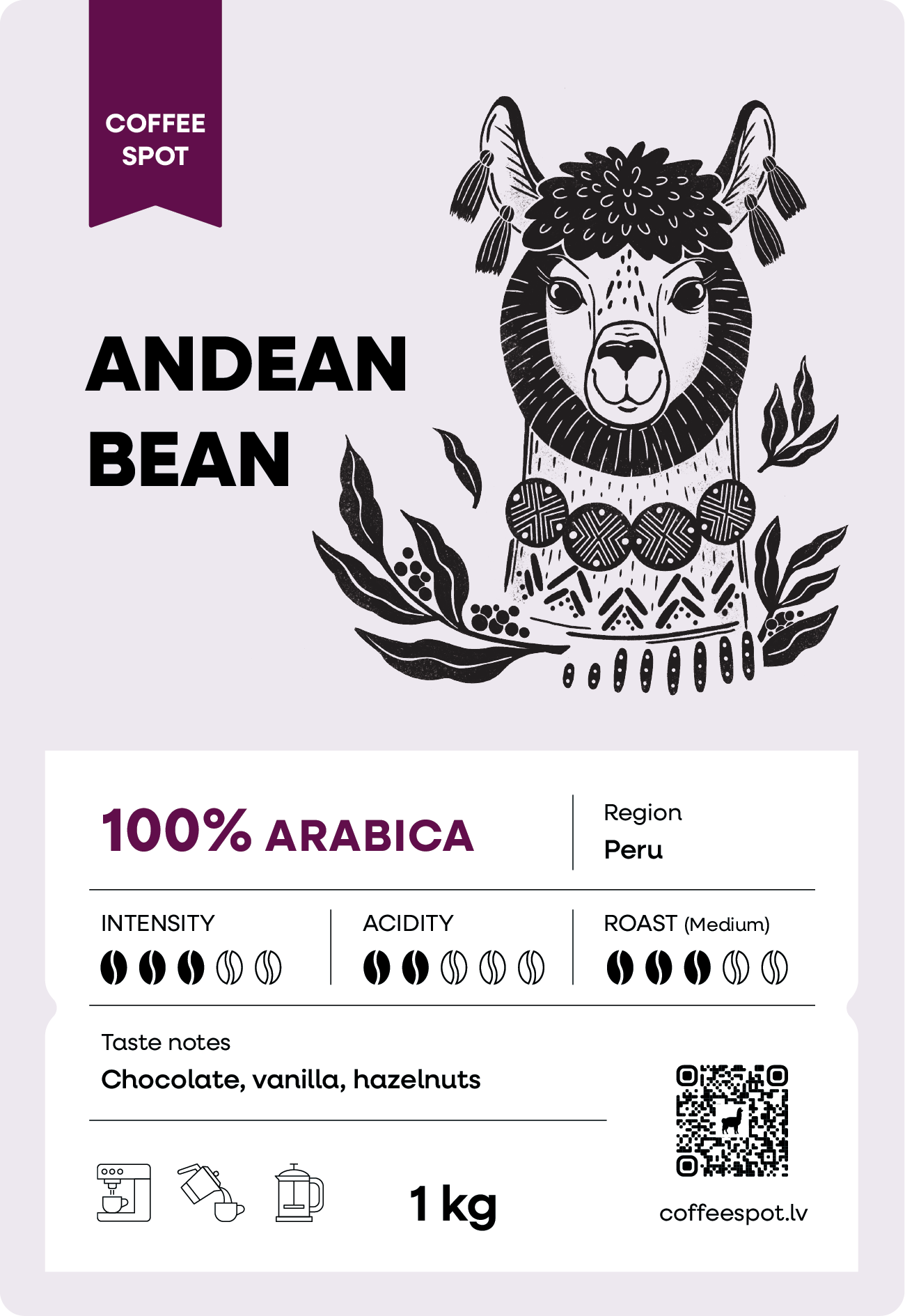 Kafijas pupiņas no viena reģiona (single origin), ar sabalansētu, maigu un klasisku garšu