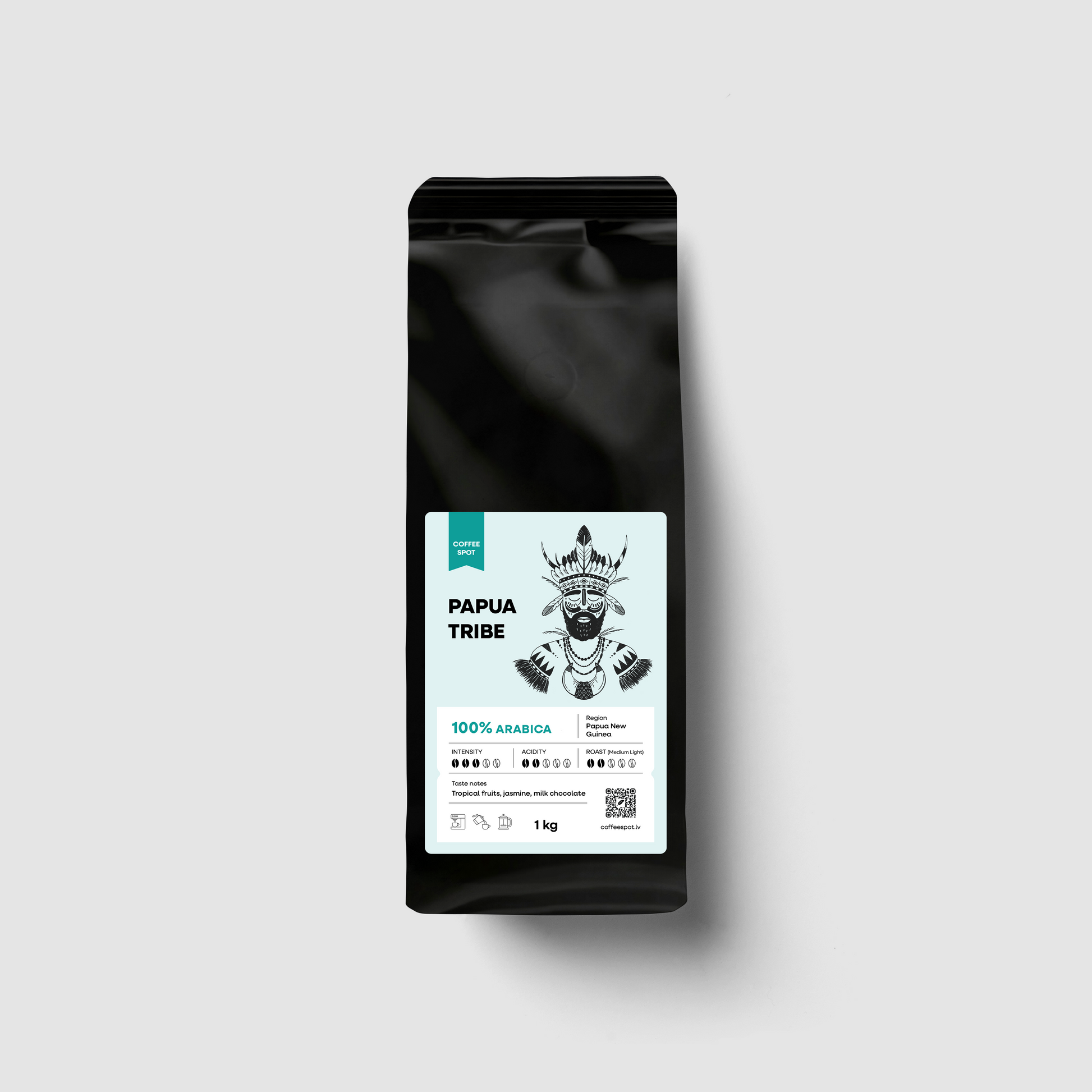 Svaigi grauzdētas Arabica kafijas pupiņas no Papua Jaungvinejas – Coffee Spot Papua Tribe, 1kg