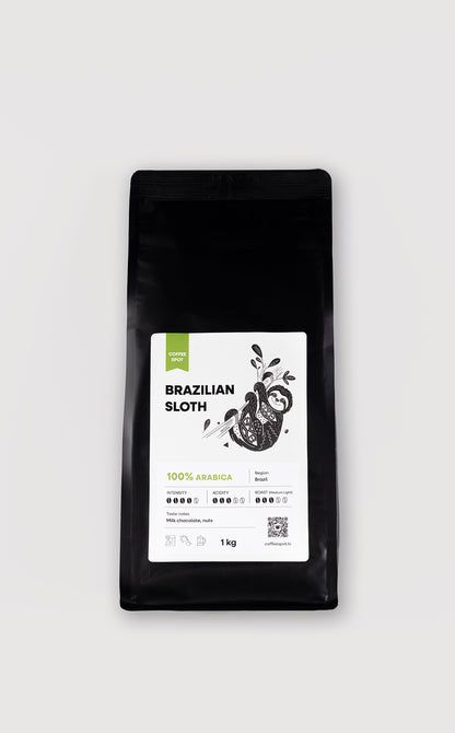 Kafijas pupiņas un malta kafija ar augļainu garšu no Brazīlijas – Coffee Spot Brazilian Sloth, Brazīlijas sliņķis