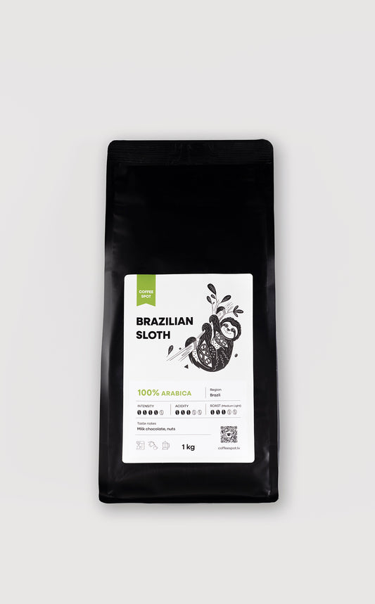 Kafijas pupiņas un malta kafija ar augļainu garšu no Brazīlijas – Coffee Spot Brazilian Sloth, Brazīlijas sliņķis