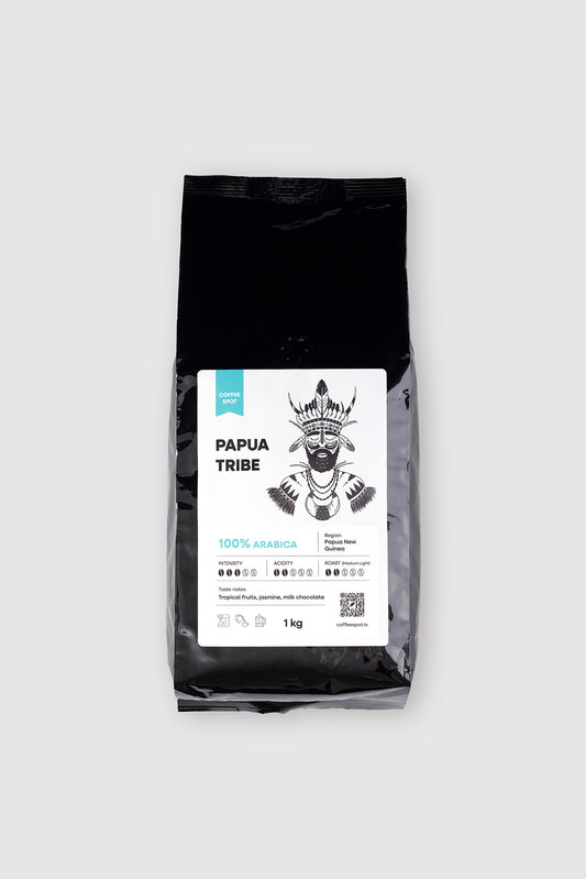 Coffee Spot kafijas pupiņas no Papua Jaungvinejas, 1kg, vidēji gaišs grauzdējums. Piemērota kafijas automātiem